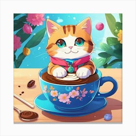 amine Cat In A Cup 1 Canvas Print