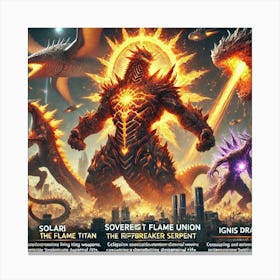 A Depiction Of Kaiju Units From The Sovereign Flam Canvas Print