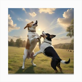 Default A Dog Is Playing With Other Dogs In The Pasture And T 0 1 Canvas Print