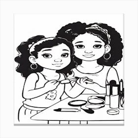 Two Girls Make Up Canvas Print