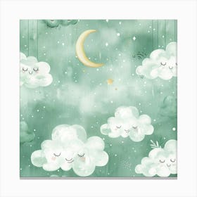 Clouds And Moon Canvas Print