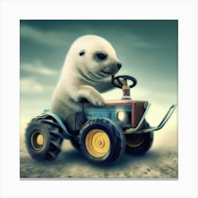 Seal Driving Tractor Canvas Print