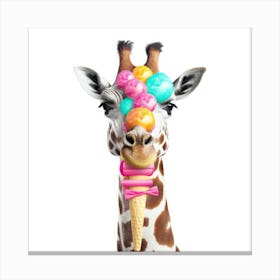 Giraffe With Ice Cream Cone Canvas Print