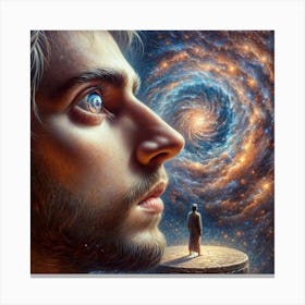 Man Looking At A Galaxy Canvas Print