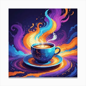 Coffee Cup With Colorful Swirls Canvas Print