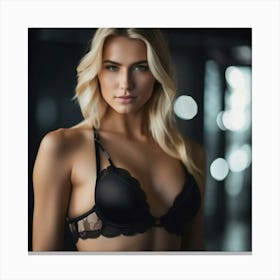 beautiful blonde girl in lingerie 3 Canvas Print