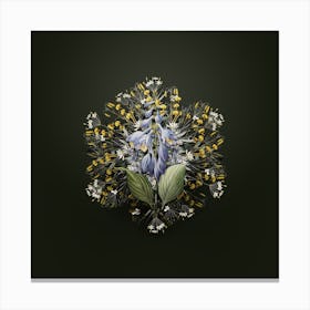 Vintage Blue Daylily Flower Wreath on Olive Green n.2187 Canvas Print