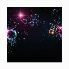 Colorful Bubbles On Black Background Canvas Print