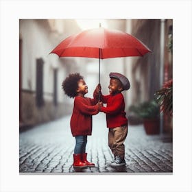 Children And The Rain Canvas Print