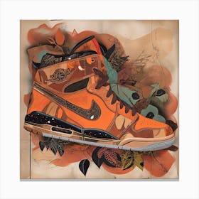 Jordan 1 Brown Autumn Nike Sneakers Painting Poster Canvas Print