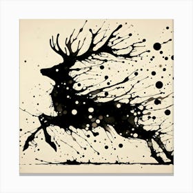 Ink Splash Deer Digital Art Print Abstract Stag Silhouette Canvas Print