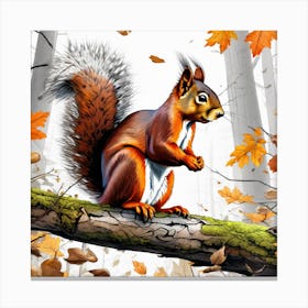 Squirrel In The Autumn Forest 4 Canvas Print