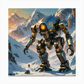 Robot In The Snow Canvas Print