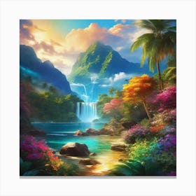 Waterfall In The Jungle 26 Canvas Print