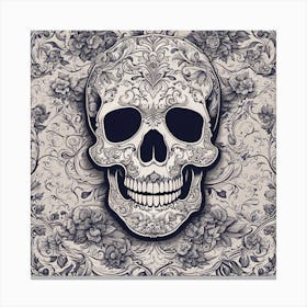 Sugar Skull With Floral Pattern Canvas Print