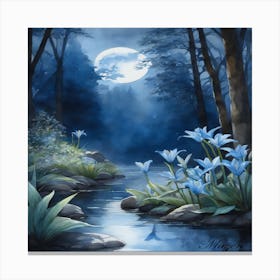 Moonlight In The Forest Canvas Print