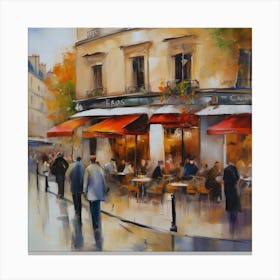 Cafe in Paris.spring season.Passersby. The beauty of the place. Oil colors.7 Canvas Print