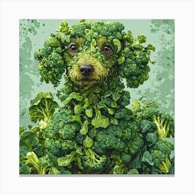 Dog With Broccoli Canvas Print