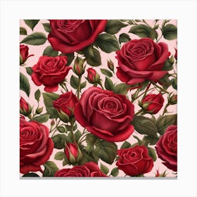 Red Roses Seamless Pattern Canvas Print