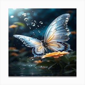 Butterfly made of water spray Canvas Print