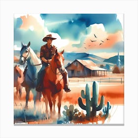 Watercolor Cowboy Painting 3 Canvas Print