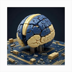 Brain On A Circuit Board Canvas Print