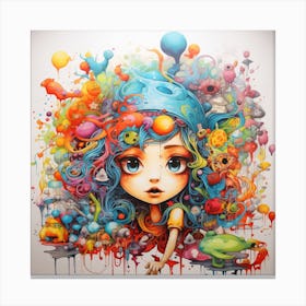 Girl With Colorful Hair Canvas Print