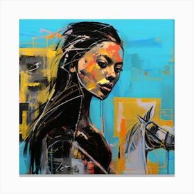 Woman With A Horse Canvas Print