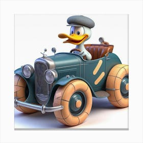 Donald Duck In Car 1 Canvas Print