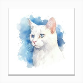 Russian White Cat Portrait 2 Canvas Print