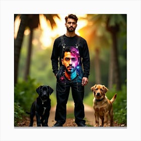 Man With Dogs Canvas Print