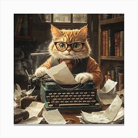 Funny Cat Writer Vintage 3 Canvas Print