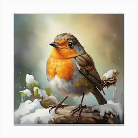 Robin Bird Art Print 0 Canvas Print