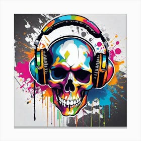 Skull With Headphones 44 Canvas Print