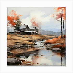 House By The Stream Canvas Print