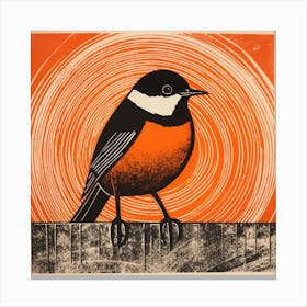 Retro Bird Lithograph Carolina Chickadee 3 Canvas Print