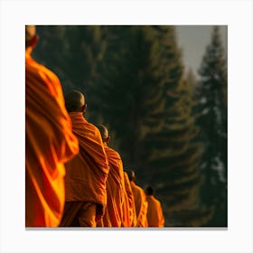 Monks In Orange Robes Canvas Print