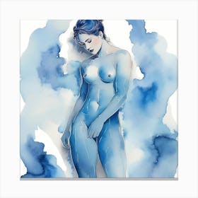 Nude Woman in Blue Canvas Print