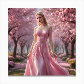 Pink Cherry Blossoms Canvas Print