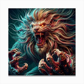 Lion With Claws Canvas Print