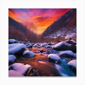 Sunset In The Mountains Canvas Print