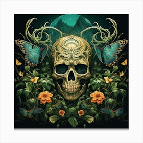 Skull And Butterflies Canvas Print