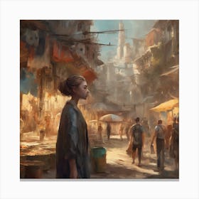 Woman In A Market Canvas Print