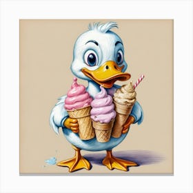 Duck With Ice Cream Canvas Print