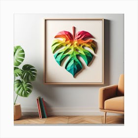 Geometric Art Large Monstera leaf 1 Canvas Print