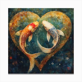 Koi Fish In Heart Canvas Print