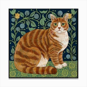 William Morris Style Cat Art Print Painting(2) 1 Canvas Print