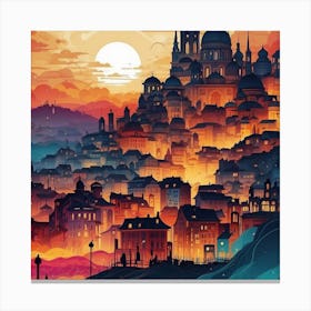 Cityscape At Sunset Canvas Print