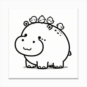 Line Art hippopotamus Canvas Print