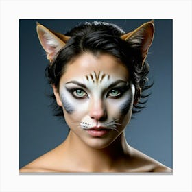 Human Cat Face Hybrid Feline Anthropomorphic Humanoid Transformation Fantasy Fiction Creat (1) Canvas Print